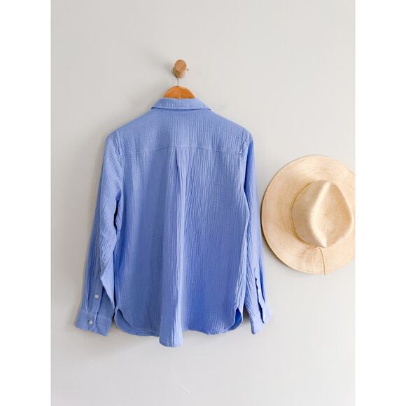 J.Crew Factory | NWT Double-gauze Button-up Shirt For Women in Blue | Sz PM - Picture 8 of 8